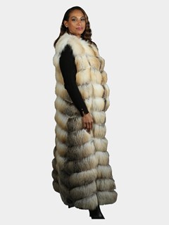 Woman's Natural Golden Isle Fox Long Fur Vest