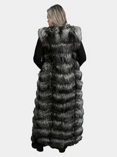 Woman's Natural Silver Fox Long Fur Vest