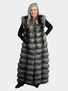 Woman's Natural Silver Fox Long Fur Vest