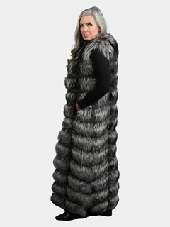 Woman's Natural Silver Fox Long Fur Vest