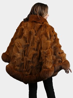 Woman's Whiskey Fox Section Fur Poncho