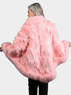 Woman's Pink Fox Section Fur Poncho