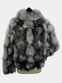 Man's Natural Silver Fox Section Fox Fur Jacket