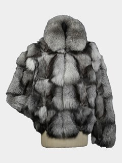 Man's Natural Silver Fox Section Fox Fur Jacket