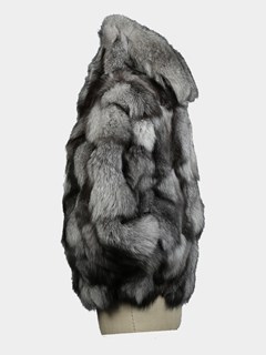 Man's Natural Silver Fox Section Fox Fur Jacket