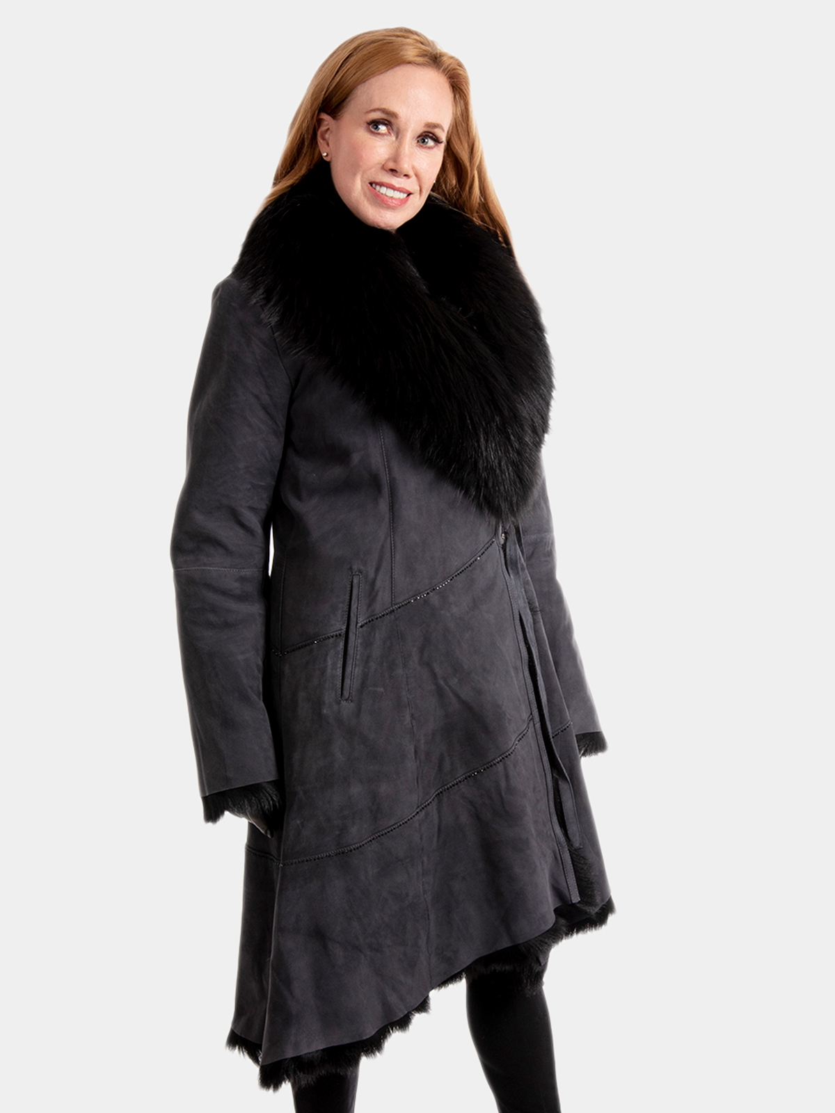 Asymmetric Grey Shearling Stroller (Women's M) | Day Furs