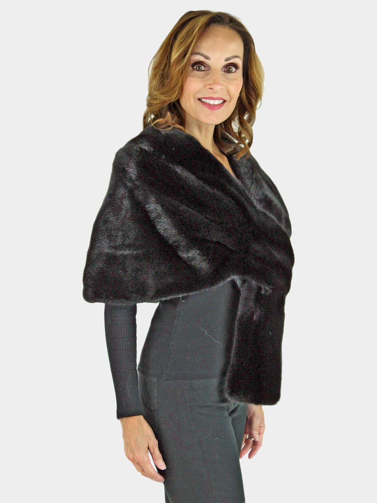 Women's Black Mink Fur Stole (OSFA) | Day Furs