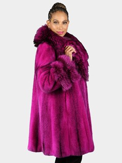 Woman's Fuchsia Dyed Mink Fur Stroller