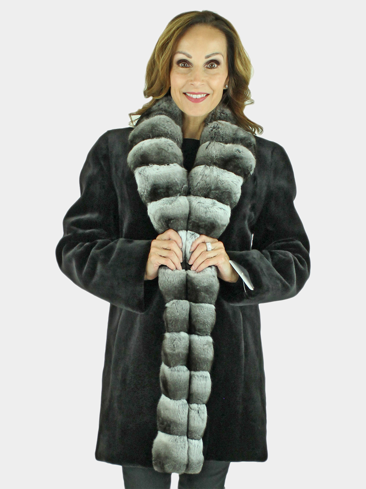 Women's Grey Sheared Mink Jacket (Reversible) | Day Furs