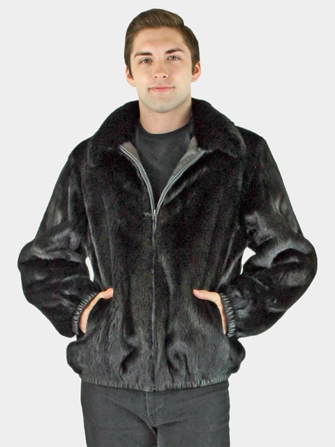 Day Furs Inc. Man's Long Hair Beaver Fur Jacket