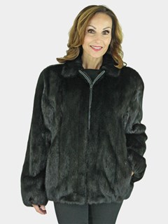 Day Furs Inc. Woman's Gorski White Jaguar Female Mink Fur Jacket