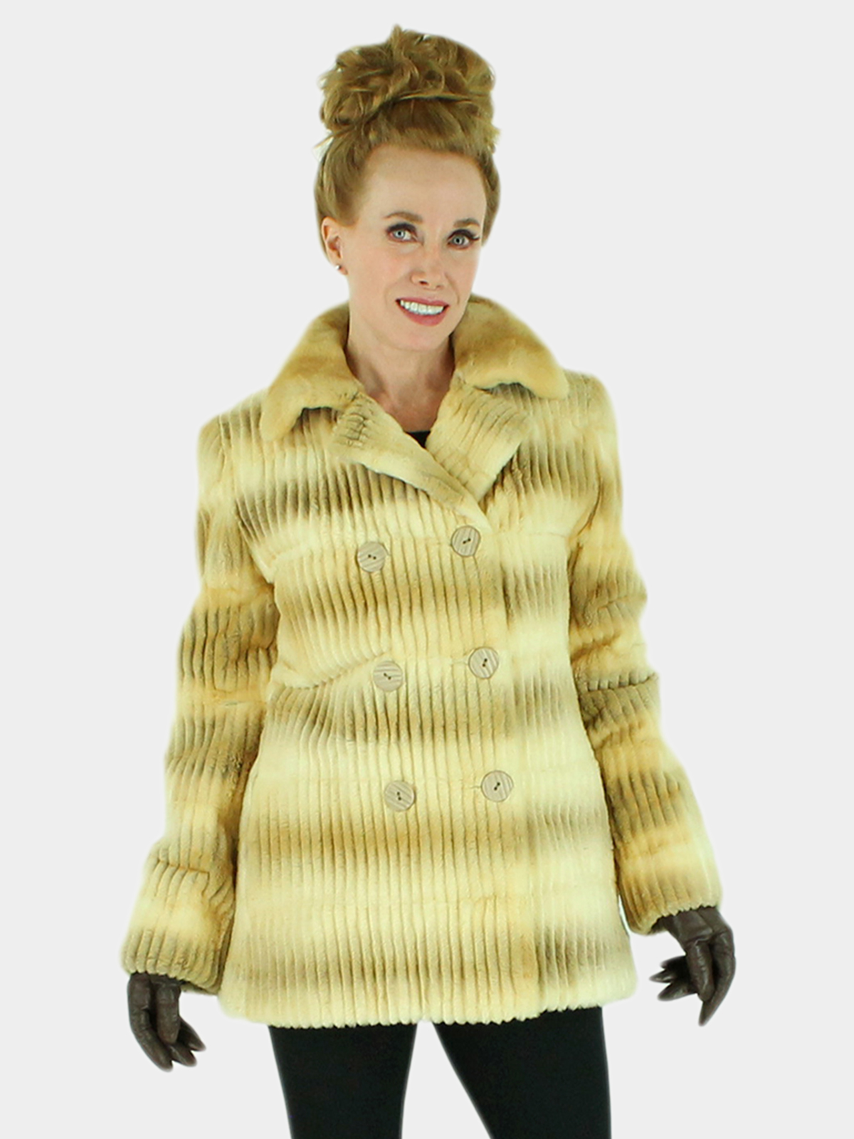 Day Furs Inc. Woman's Two Tone Sheared Mink Fur Jacket