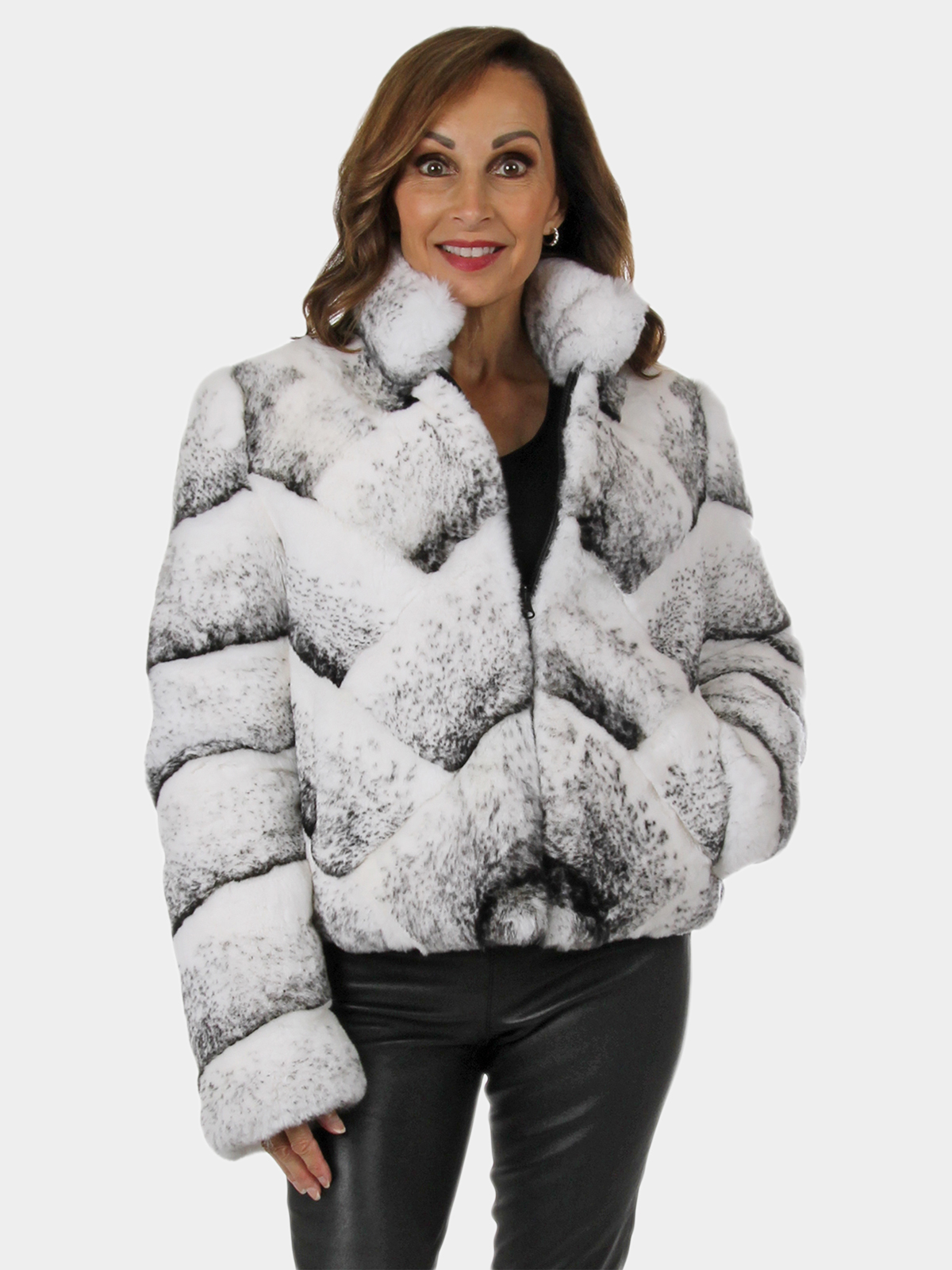 Black and White Rex Rabbit Fur Jacket / Reversible | Day Furs