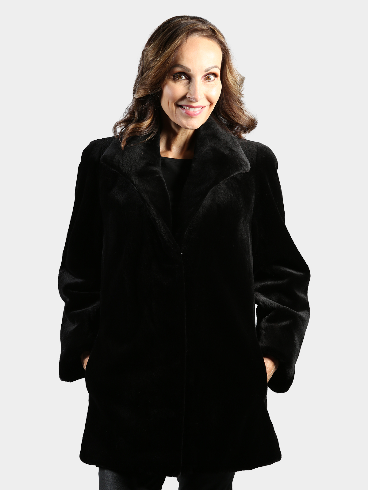 Black Mink Fur Women Full Length on sale Pelisse Coat Reversible