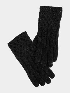 Woman's Black Cable Knit Sparkle Glove