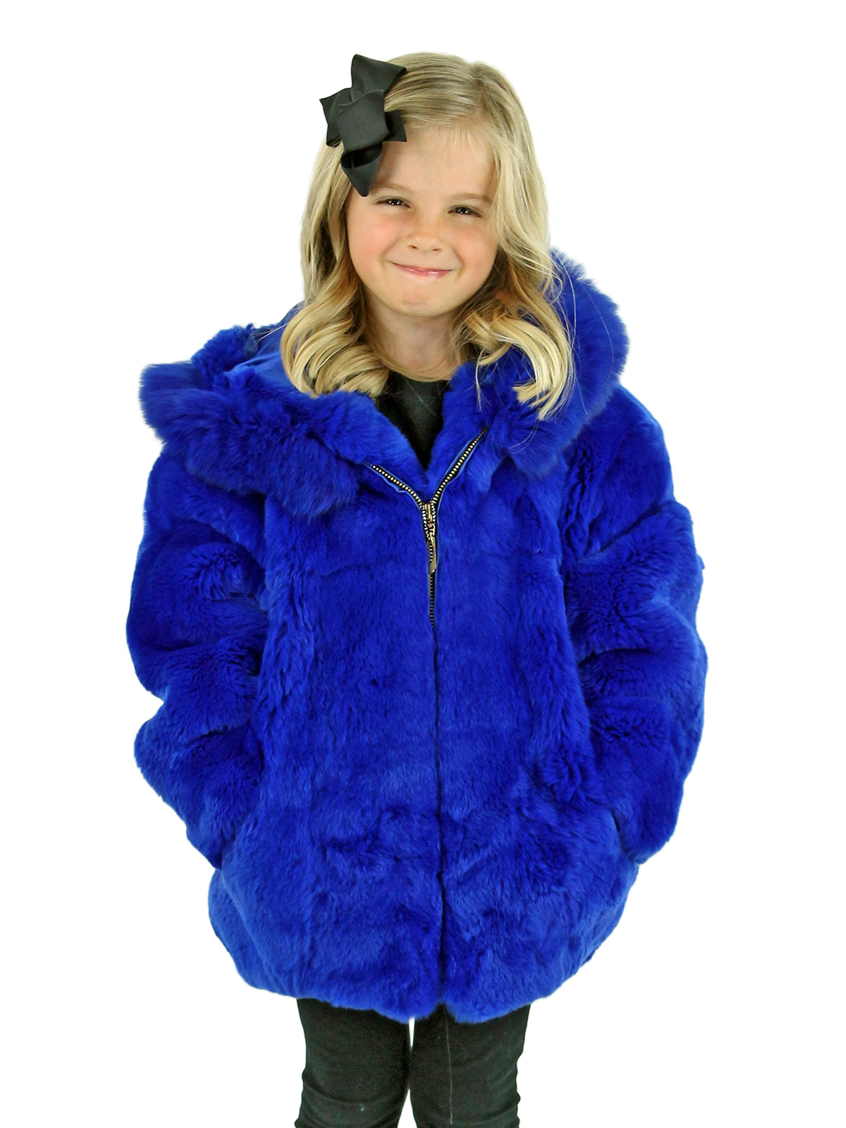 royal blue fur jacket