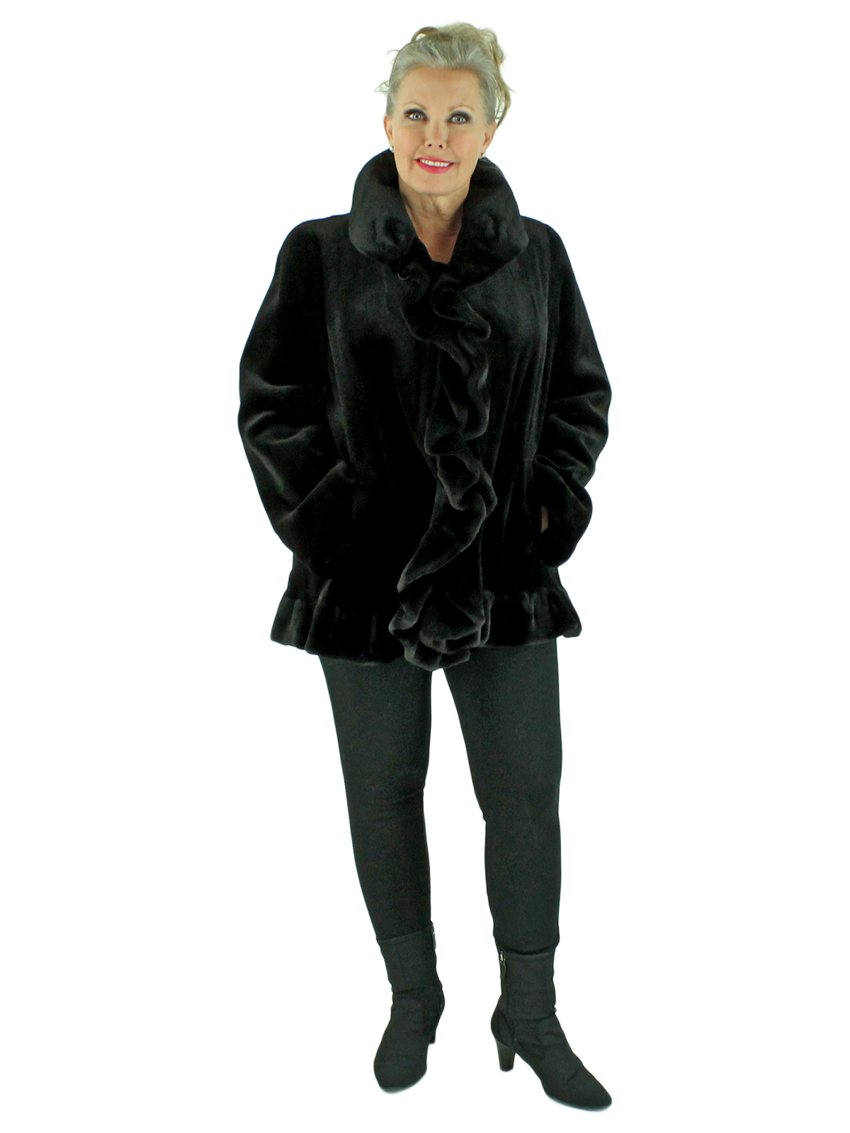 Black and White Rex Rabbit Fur Jacket / Reversible | Day Furs