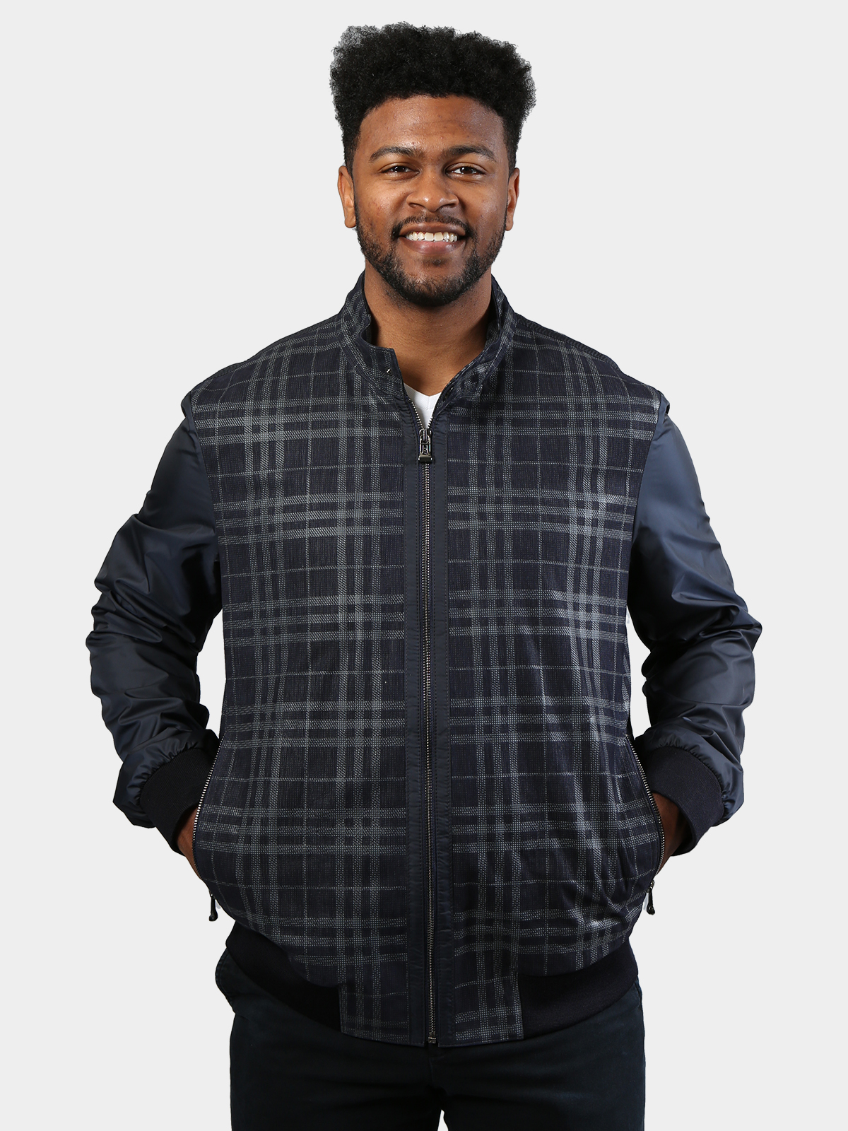 Black jacket 2024 with plaid inside