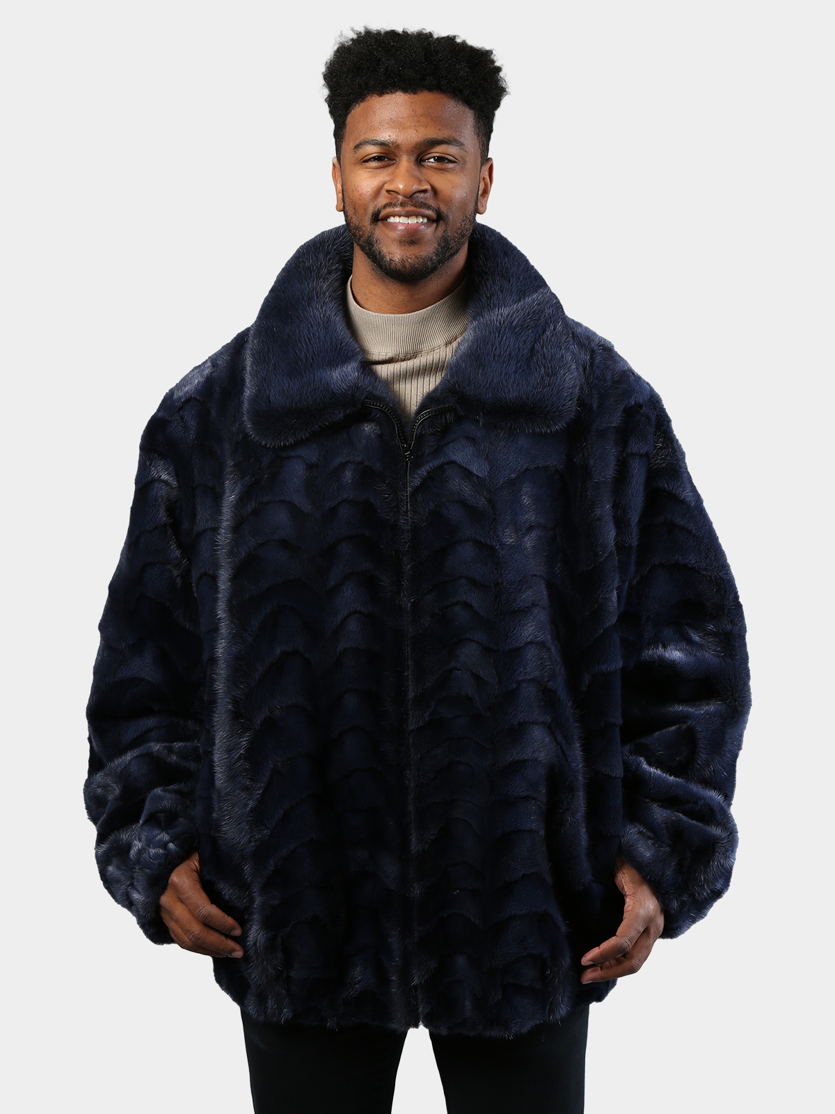 Men's Dark Blue Mink Fur Jacket - Day Furs