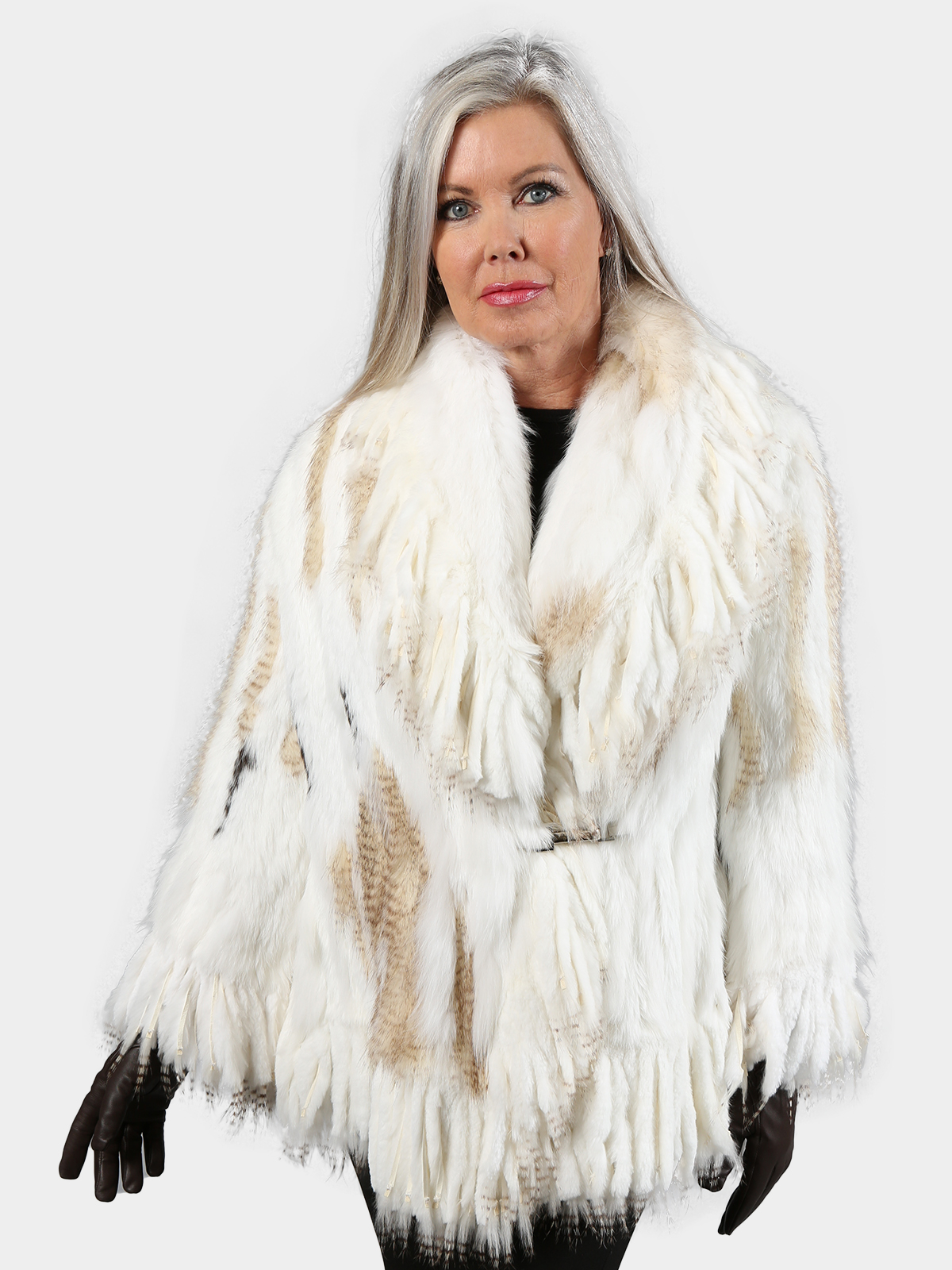 Day Furs Inc. Woman's Black Knit Rex Rabbit Fur Jacket