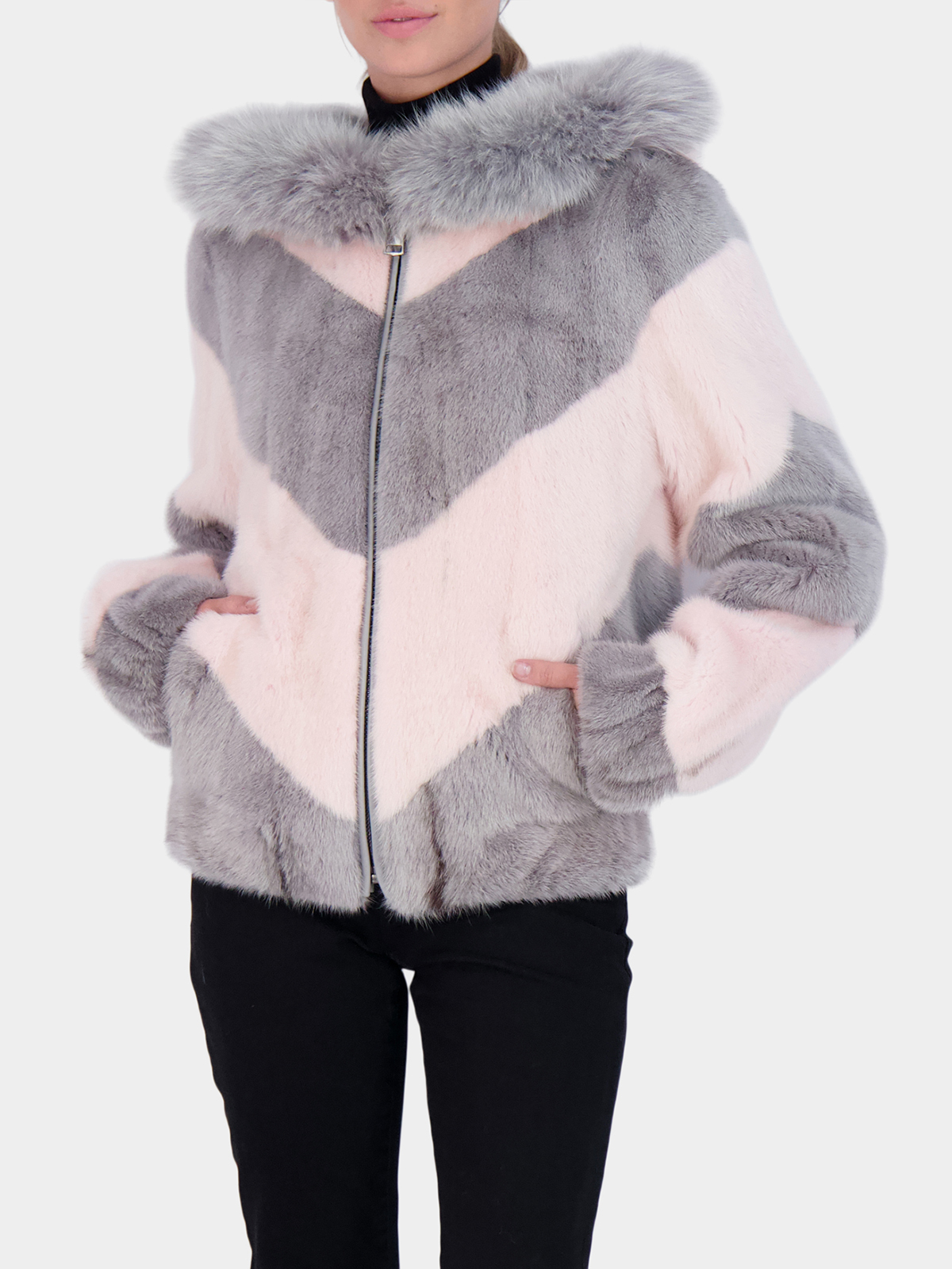 Women's mink store bomber jacket