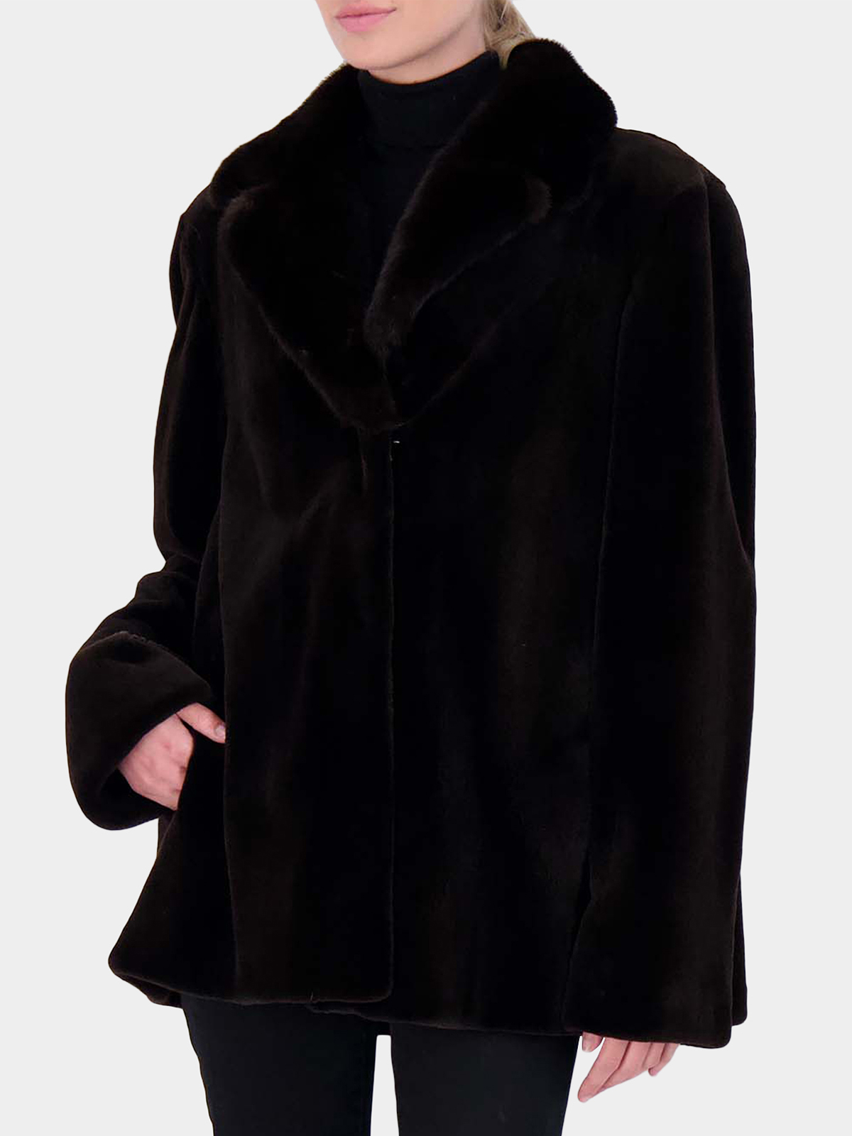 Women's Grey Sheared Mink Jacket (Reversible) | Day Furs