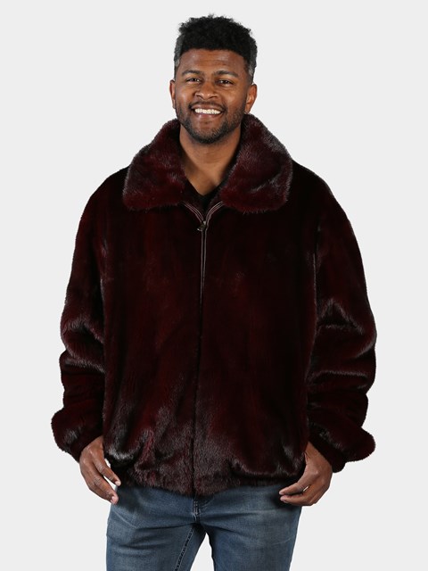 Man's Burgundy Mink Fur Jacket