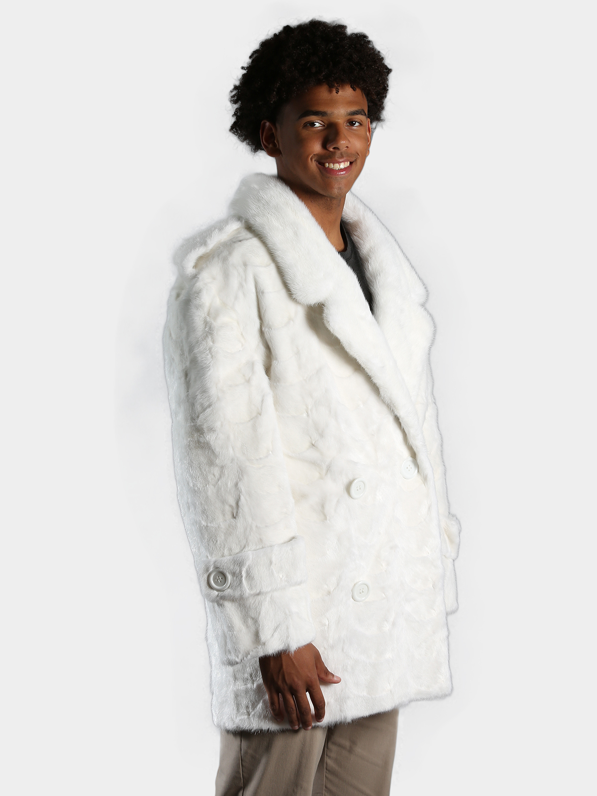 White peacoat sales with fur