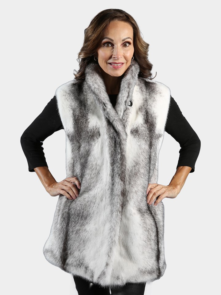 Woman's White Knitted Rex Rabbit Fur Stole - Day Furs
