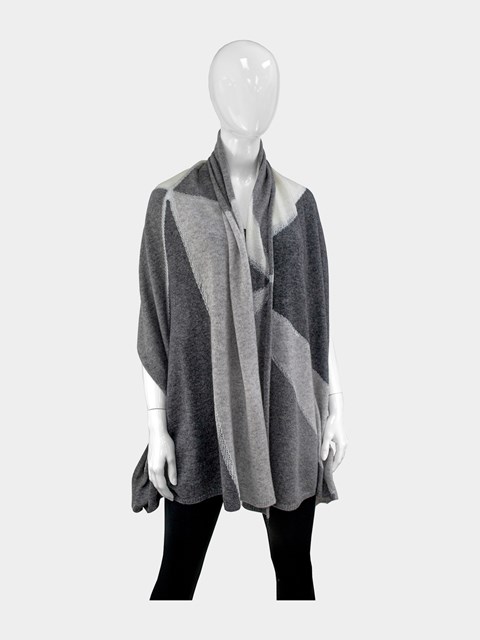 Woman's Grey Geometric Lurex Cashmere Blend Fabric Scarf 