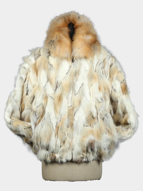 Man's Natural Golden Isle Fox Section Fur Jacket