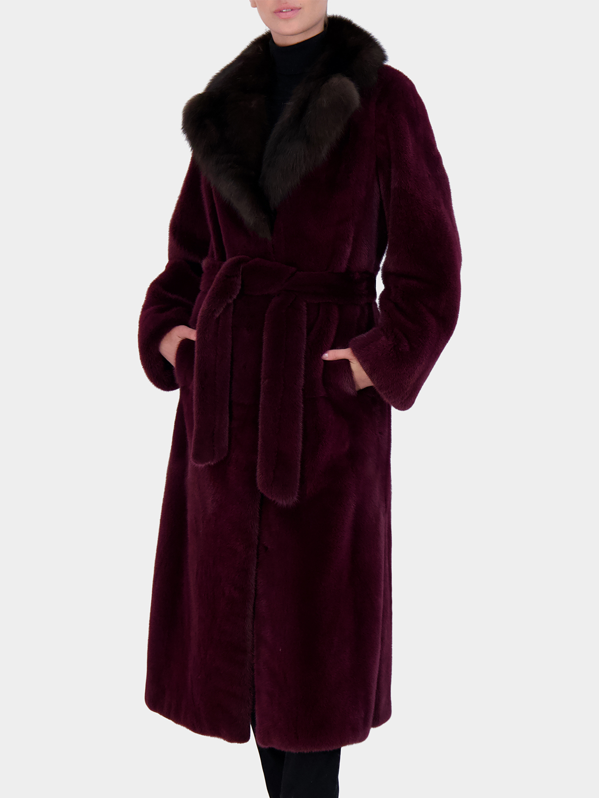 burgundy-vertical-mink-fur-short-coat-with-sable-collar-women-s-small