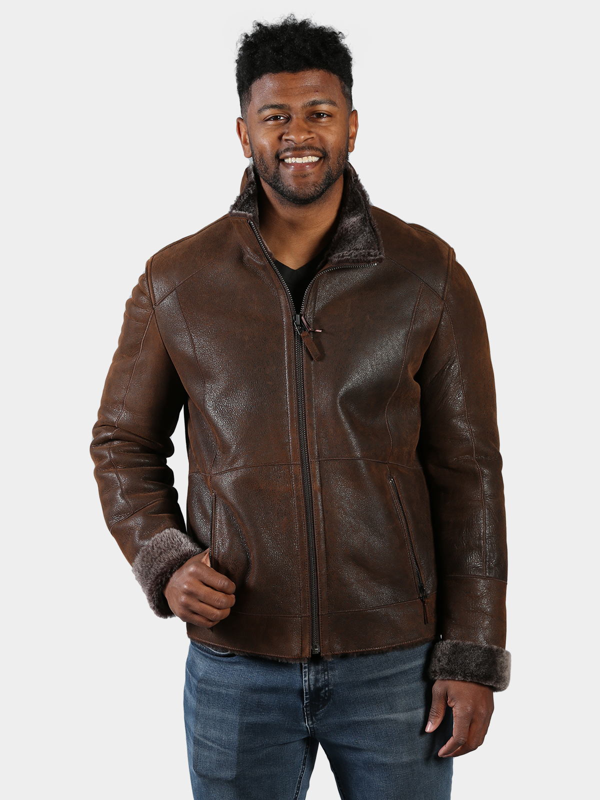 Man's Rust Shearling Jacket - Day Furs